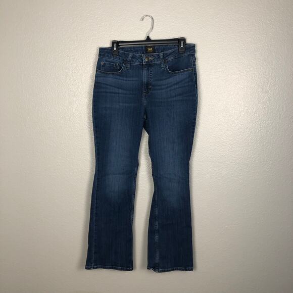 Vintage Lee Women's Bootcut Leg Mid-Rise Blue Jeans Denim Size 10 Short 5-Pocket - Picture 1 of 8